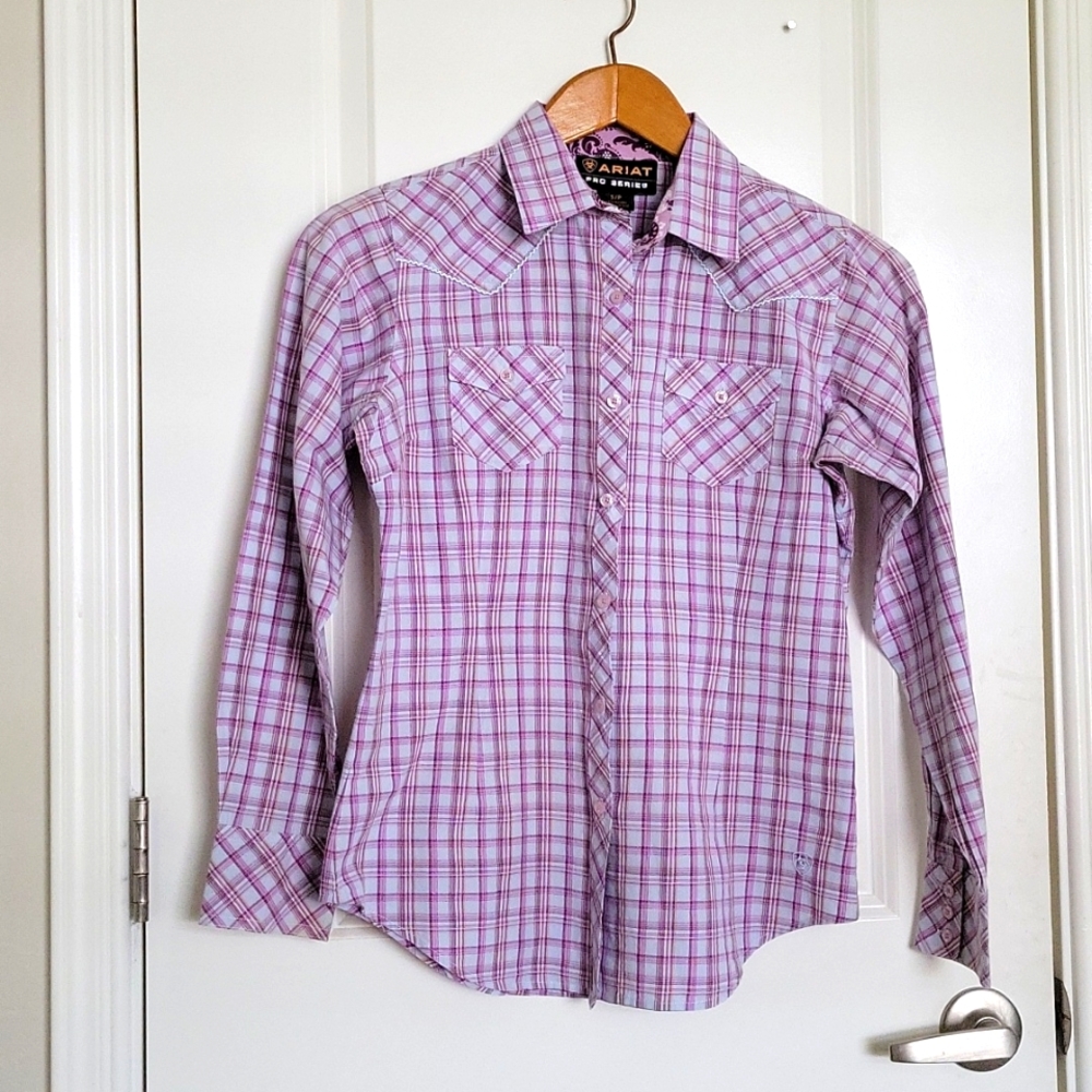 Ariat Pro Series Womens Button Down Sz S 100% Cotton